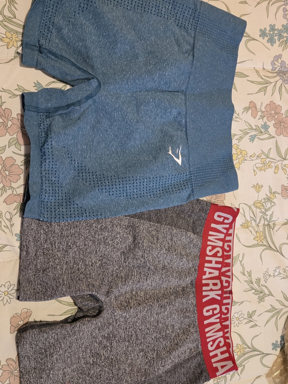 Gymshark Women's Blue and Gray Athletic Shorts Duo